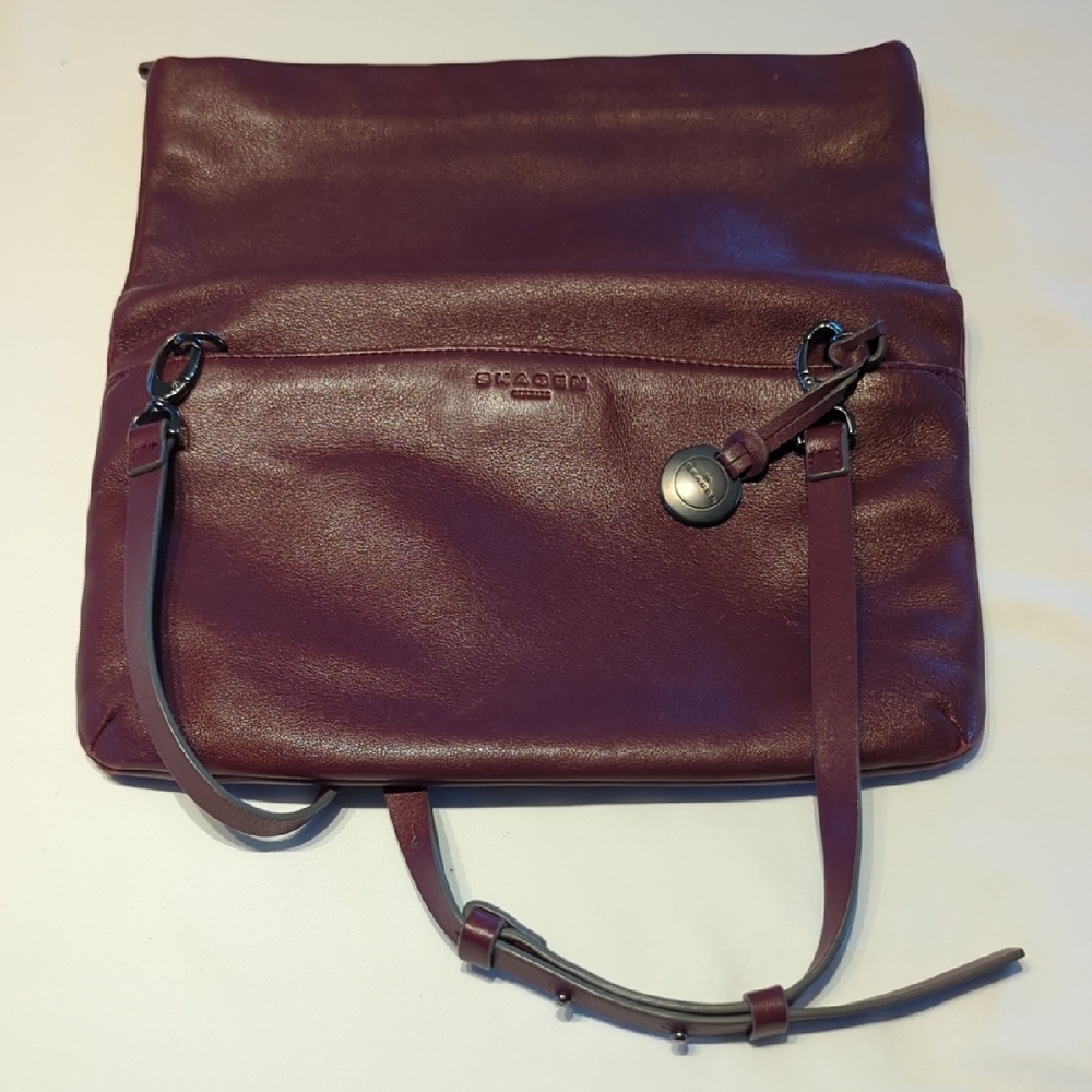 Skagen Burgundy Fold-Over Crossbody Bag - Picture 3 of 16